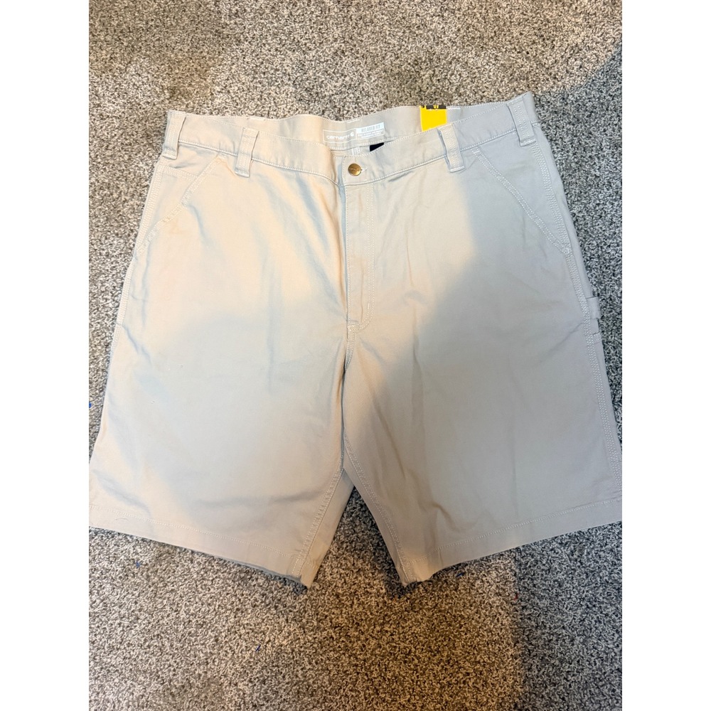 Carhartt Mens Rugged Flex Relaxed Fit Canvas Utility Work Shorts Tan BS3652-M 40